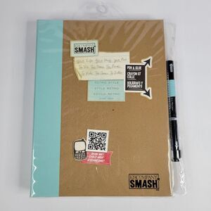 K&Company Smash Book Blue RETRO Style BUNDLE Glue Pen Blank Scrapbook Journal